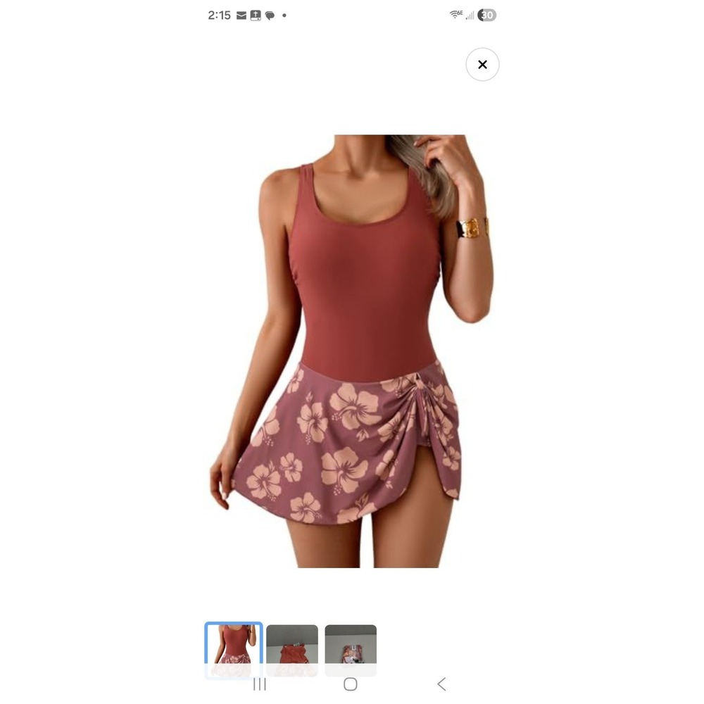 Eomenie One Piece Swimdress Swimsuit Tropical Tummy Control Swim Dresses Small